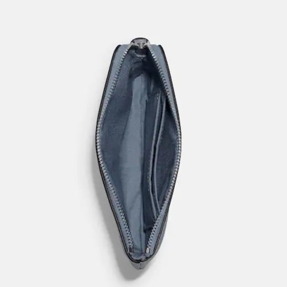 Coach Corner Zip Wristlet Silver / Marble Blue Leather - Picture 9 of 9